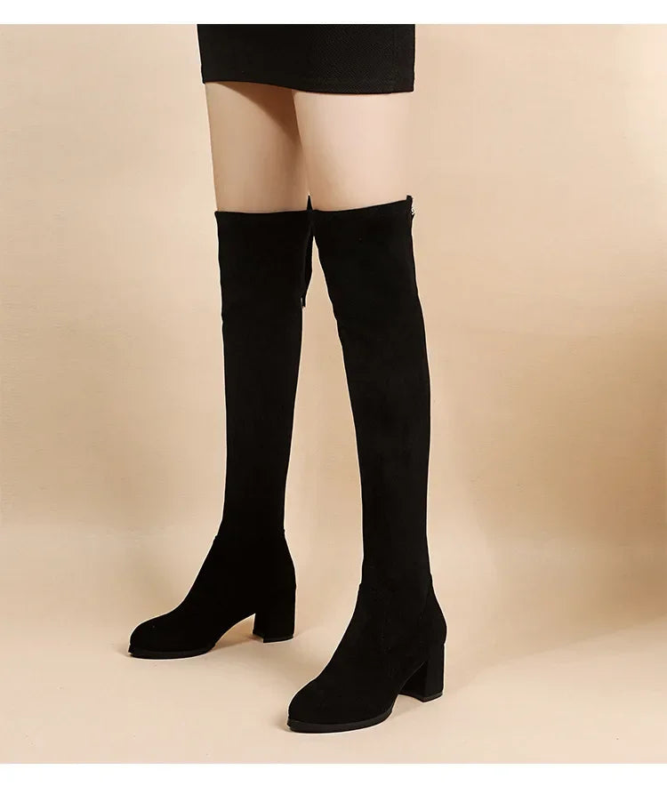 Suede Heels Knee-high Boots