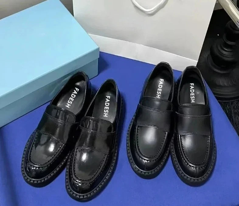 Thick Sole black Loafers