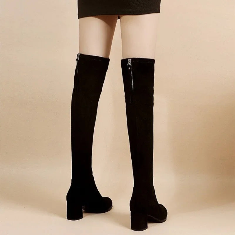 Suede Heels Knee-high Boots